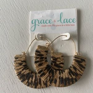 New Grace & Lace Faux leather wrapped leopard earrings